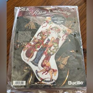 Vintage Bucilla Pure Silk Ribbon Embroidery "Old World Santa" 83310 1995 New